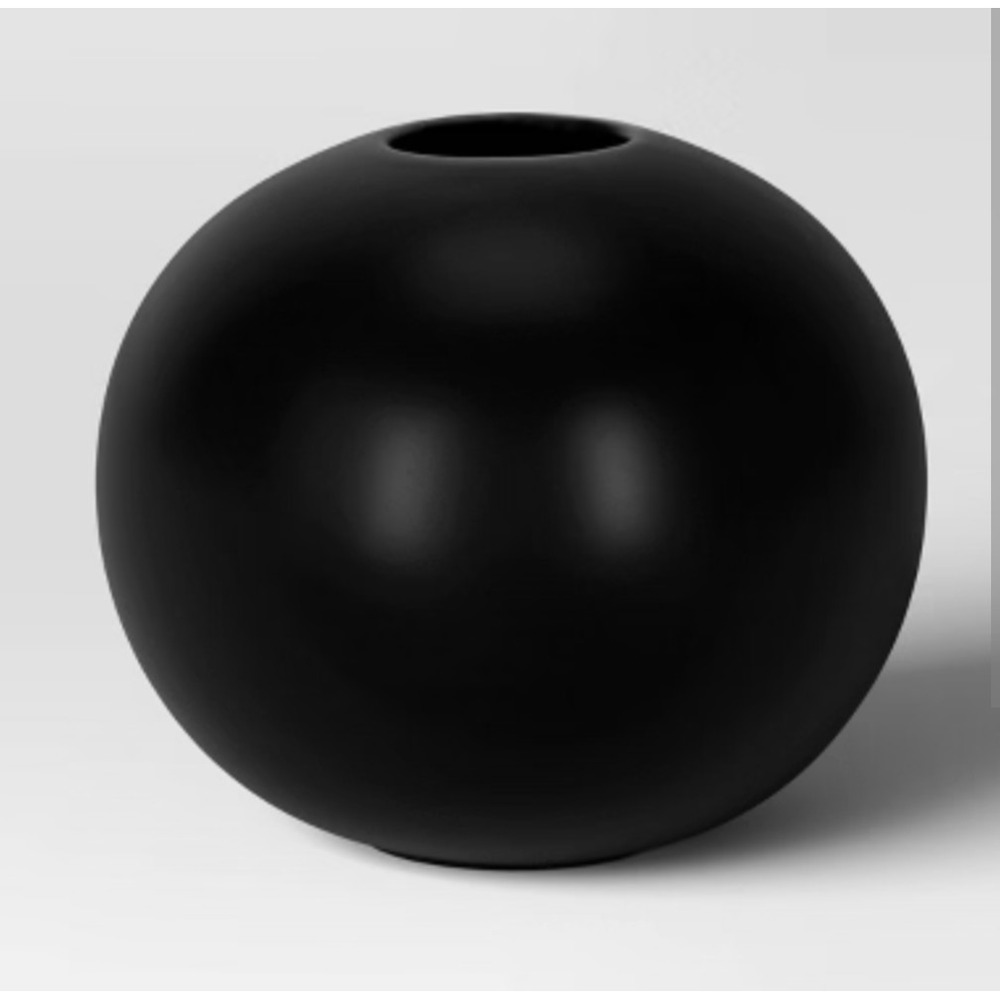 Room Essentials Round Ceramic Decorative Vase 6" Round Modern Minimal Black